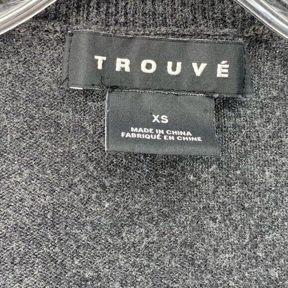 Trouve Gray Long Sleeve Open Front Long Cardigan Sweater Pockets XS - Picture 6 of 7